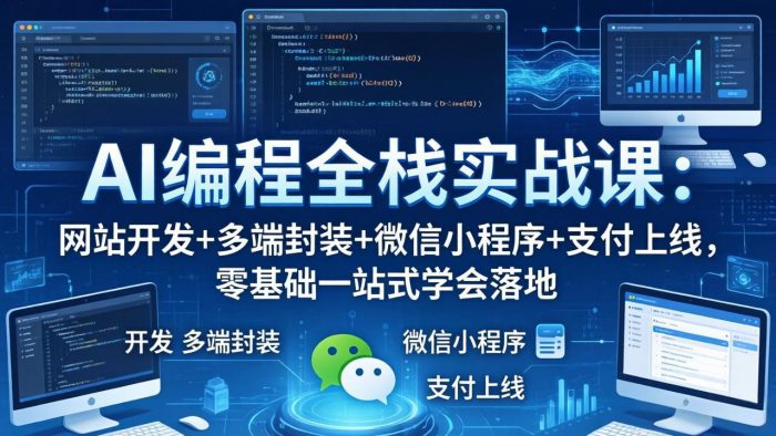 AI编程全栈实战课：网站开发+多端封装+微信小程序+支付上线，零基础一站式学会落地|小鸡网赚博客