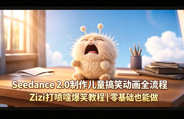 Seedance 2.0制作儿童搞笑动画全流程Zizi打喷嚏爆笑教程｜零基础也能做|小鸡网赚博客