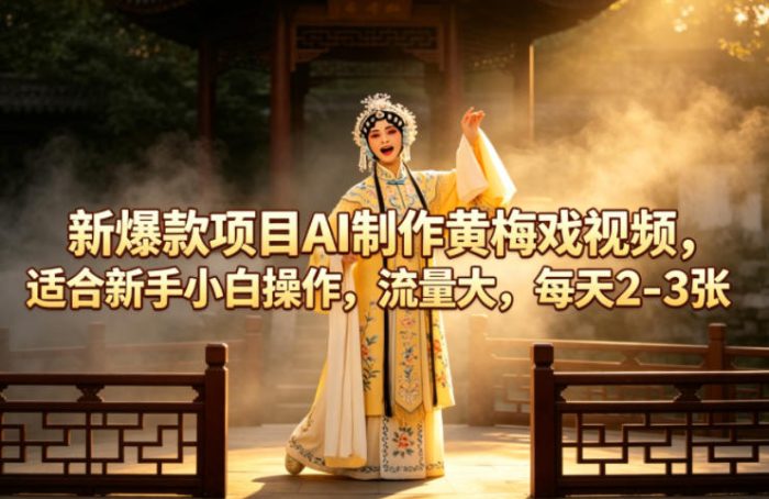 新爆款项目AI制作黄梅戏视频，适合新手小白操作，流量大，每天2-3张|小鸡网赚博客