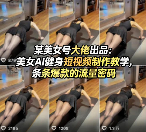 某美女号大佬出品：美女AI健身短视频制作教学，条条爆款的流量密码|小鸡网赚博客