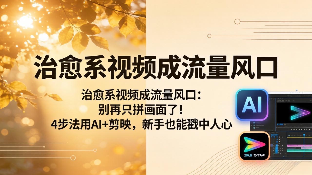 治愈系视频成流量风口：别再只拼画面了！4步法用AI+剪映，新手也能戳中人心|小鸡网赚博客