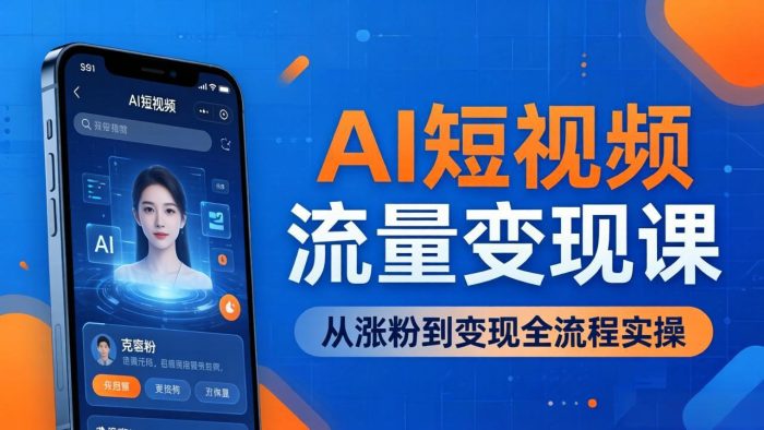 AI短视频流量变现课:一部手机玩转数字人克隆+爆款制作,从涨粉到变现全流程实操|小鸡网赚博客
