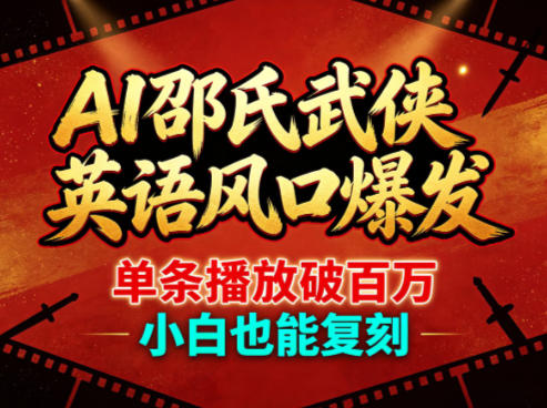 AI邵氏武侠英语风口爆发，单条播放破百万，小白也能复刻|小鸡网赚博客