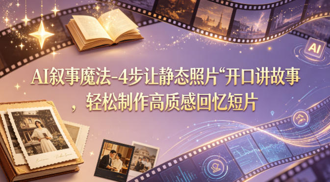 AI叙事魔法-4步让静态照片“开口讲故事”，轻松制作高质感回忆短片|小鸡网赚博客