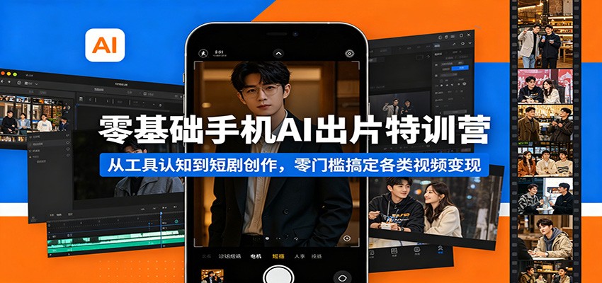 零基础手机AI出片特训营：从工具认知到短剧创作，零门槛搞定各类视频变现|小鸡网赚博客