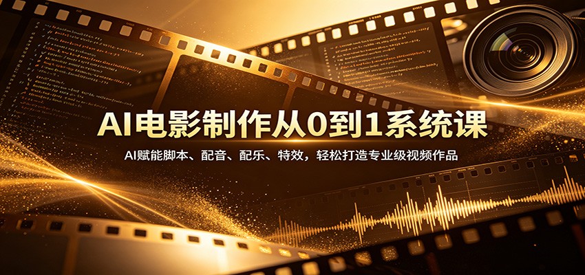 AI电影制作从0到1系统课：AI赋能脚本、配音、配乐、特效，轻松打造专业级视频作品|小鸡网赚博客