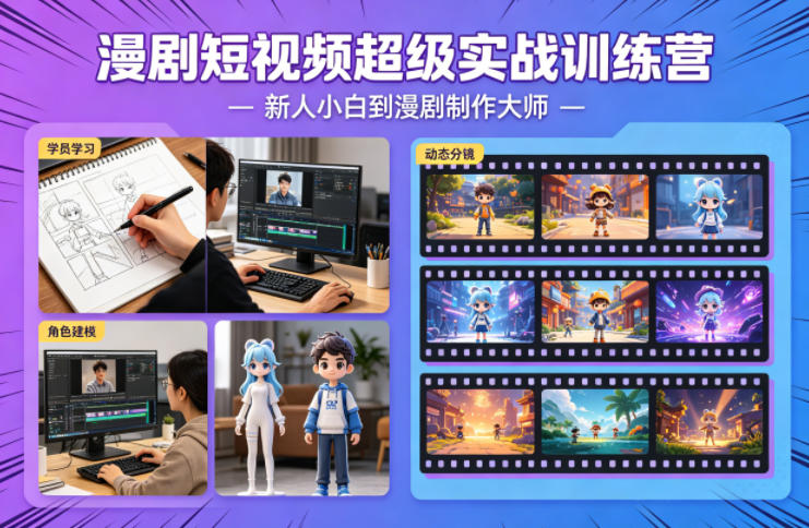 漫剧短视频超级实战训练营，新人小白到漫剧制作大师|小鸡网赚博客