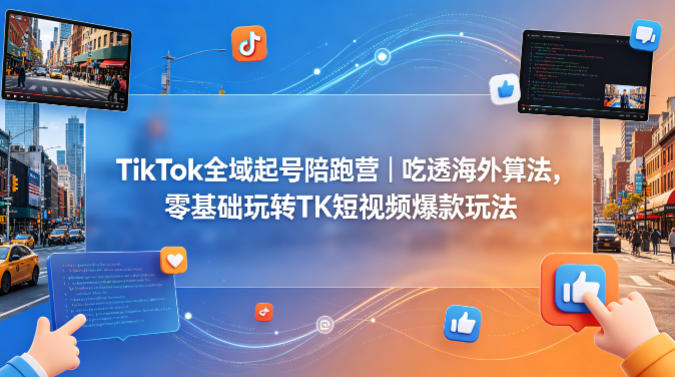 TikTok全域起号陪跑营｜吃透海外算法，零基础玩转TK短视频爆款玩法|小鸡网赚博客