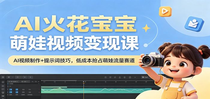AI火花宝宝萌娃视频变现课：AI视频制作+提示词技巧，低成本抢占萌娃流量赛道|小鸡网赚博客