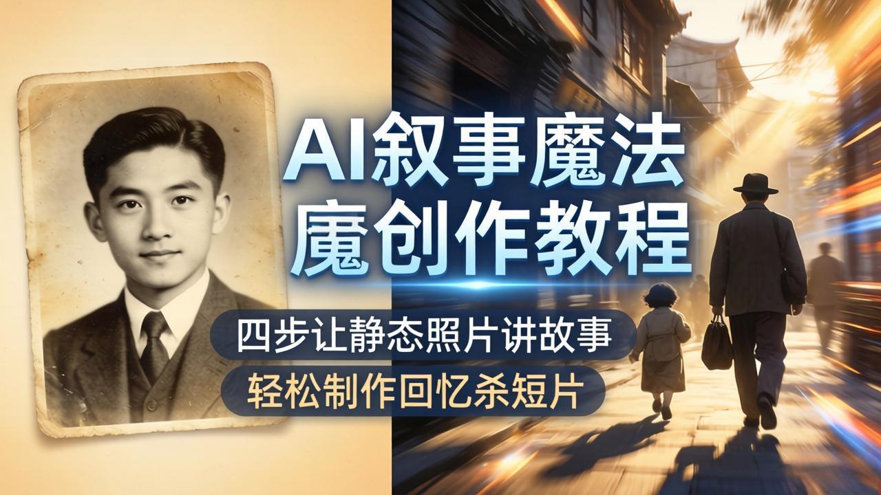 AI叙事魔法创作教程，四步让静态照片讲故事，老照片修复加动态特效，轻松制作回忆杀短片|小鸡网赚博客