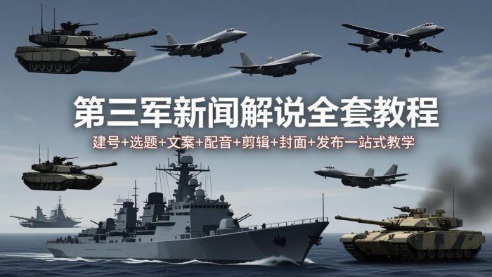 第三军迷新闻解说全套教程:建号+选题+文案+配音+剪辑+封面+发布一站式教学|小鸡网赚博客