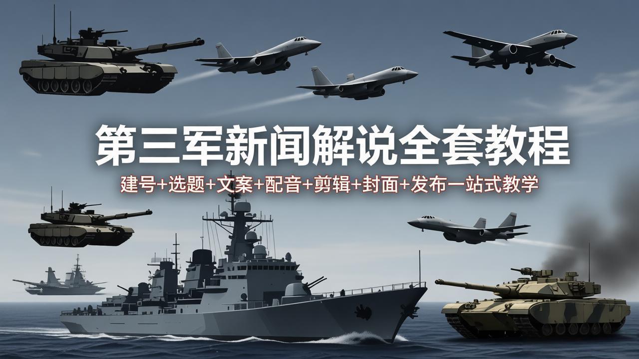 第三军迷新闻解说全套教程：建号+选题+文案+配音+剪辑+封面+发布一站式教学|小鸡网赚博客