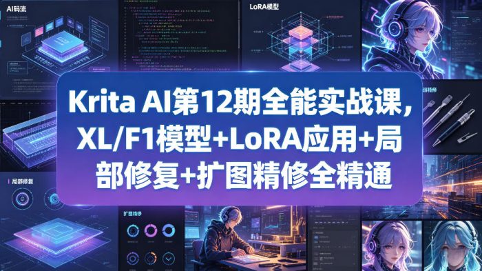 Krita AI第12期全能实战课，XL/F1模型+LoRA应用+局部修复+扩图精修全精通|小鸡网赚博客