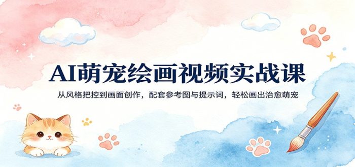 AI萌宠绘画视频实战课：从风格把控到画面创作，配套参考图与提示词，轻松画出治愈萌宠|小鸡网赚博客