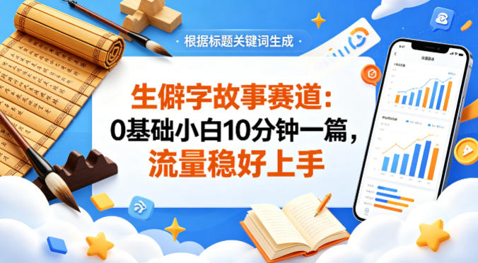 公众号流量主——生僻字故事赛道，流量稳，好上手，0基础小白也能10分钟一篇|小鸡网赚博客