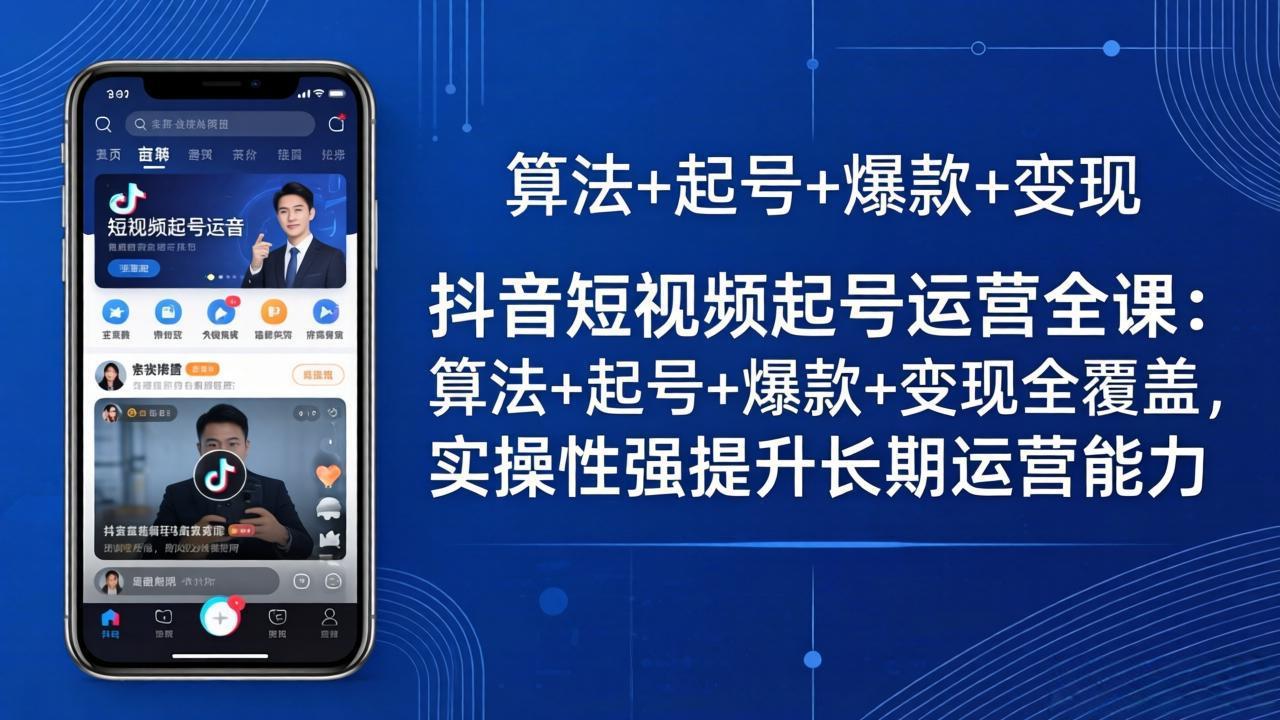 抖音短视频起号运营全课：算法+起号+爆款+变现全覆盖，实操性强提升长期运营能力|小鸡网赚博客