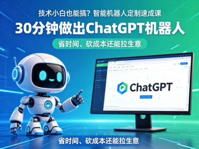 技术小白也能搞?智能机器人定制速成课,30分钟做出ChatGPT机器人,省时间、砍成本还能拉生意|小鸡网赚博客