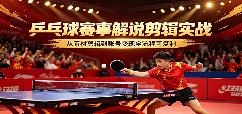 乒乓球赛事解说剪辑实战，从素材剪辑到账号变现全流程可复制|小鸡网赚博客