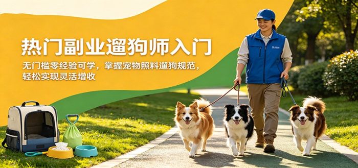 热门副业遛狗师入门，无门槛零经验可学，掌握宠物照料遛狗规范，轻松实现灵活增收|小鸡网赚博客