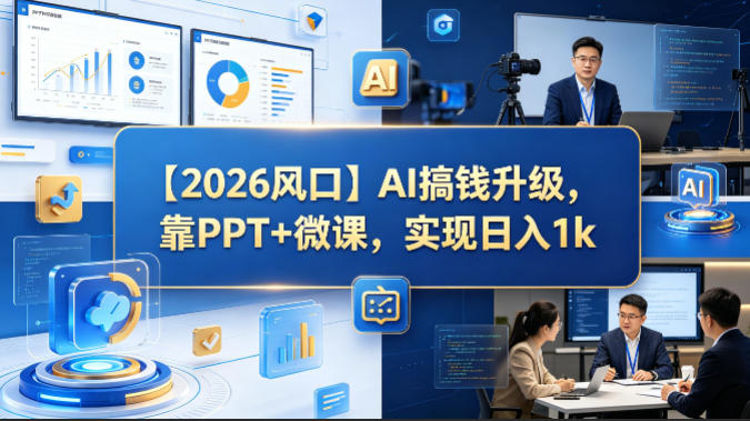 【2026风口】AI搞钱升级，靠PPT+微课，实现日入1k|小鸡网赚博客