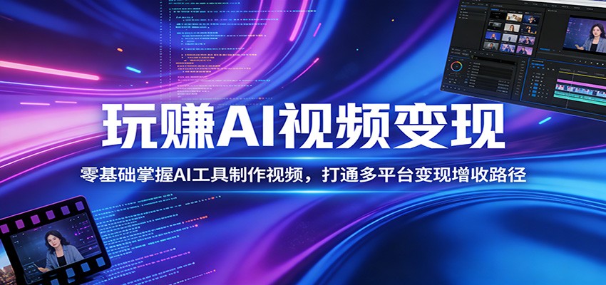 玩赚AI视频变现，零基础掌握AI具制作视频，打通多平台变现增收路径|小鸡网赚博客