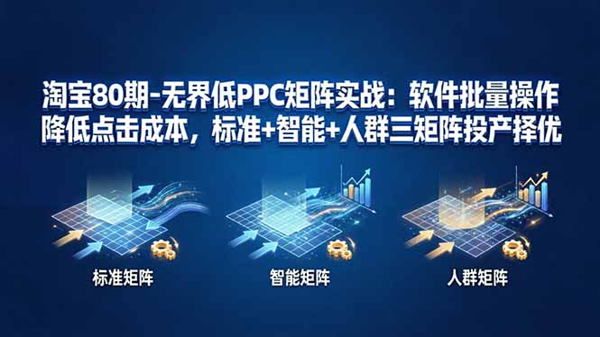 淘宝80期-无界低PPC矩阵实战：软件批量操作降低点击成本，标准+智能+人群三矩阵投产择优|小鸡网赚博客