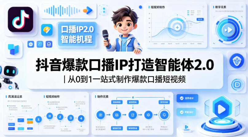 抖音爆款口播IP打造智能体2.0｜从0到1一站式制作爆款口播短视频|小鸡网赚博客
