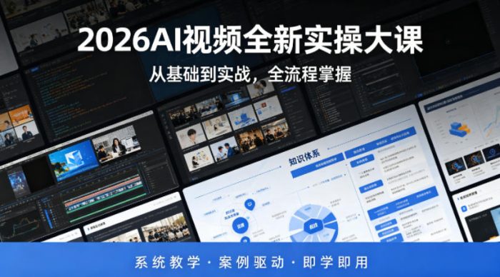 2026AI视频全新实操大课,从基础到实战,全流程掌握,系统教学·案例驱动·即学即用|小鸡网赚博客