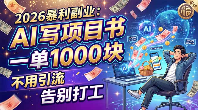2026暴利副业：AI 写项目书，一单 1000 块，不用引流，告别打工|小鸡网赚博客