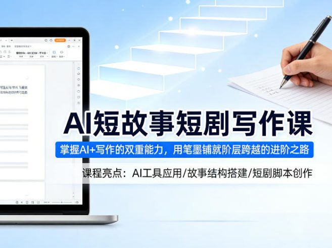 AI短故事短剧写作课,掌握AI+写作的双重能力,用笔墨铺就阶层跨越的进阶之路|小鸡网赚博客