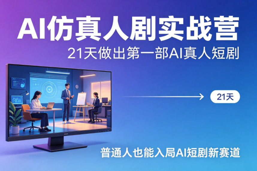 AI仿真人剧实战营，21天做出第一部AI真人短剧，普通人也能入局AI短剧新赛道|小鸡网赚博客