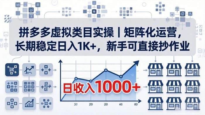 拼多多虚拟类目实操｜矩阵化运营，长期稳定日入 1K+，新手可直接抄作业|小鸡网赚博客