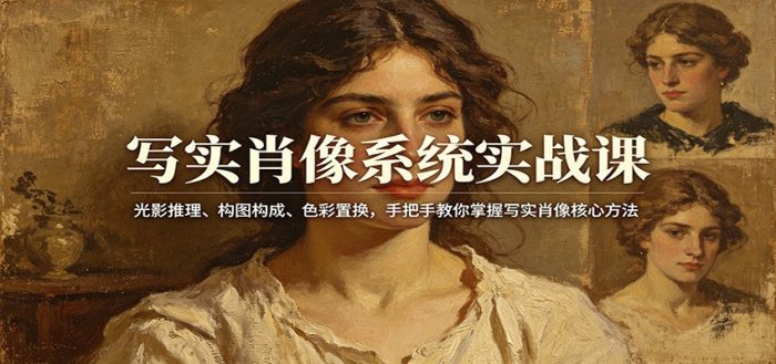 写实肖像系统实战课：光影推理、构图构成、色彩置换，手把手教你掌握写实肖像核心方法|小鸡网赚博客