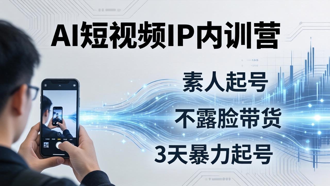 2026AI短视频IP内训营：从素人起号到不露脸带货，3天暴力起号全流程拆解|小鸡网赚博客