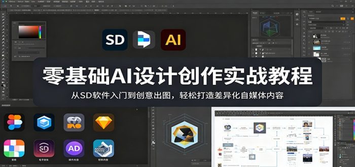 零基础AI设计创作实战教程:从SD软件入门到创意出图,轻松打造差异化自媒体内容|小鸡网赚博客