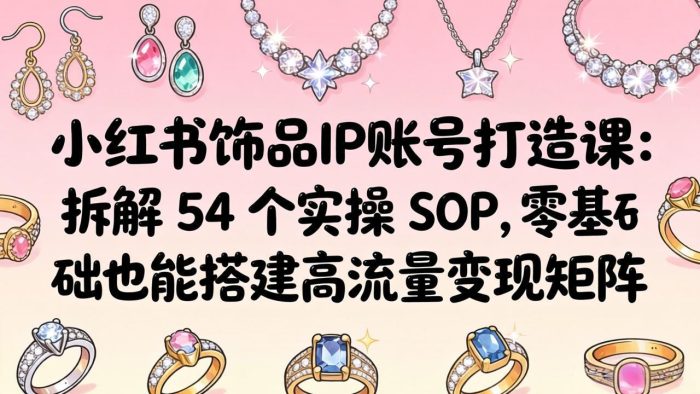 小红书饰品IP账号打造课:拆解 54 个实操 SOP,零基础也能搭建高流量变现矩阵|小鸡网赚博客