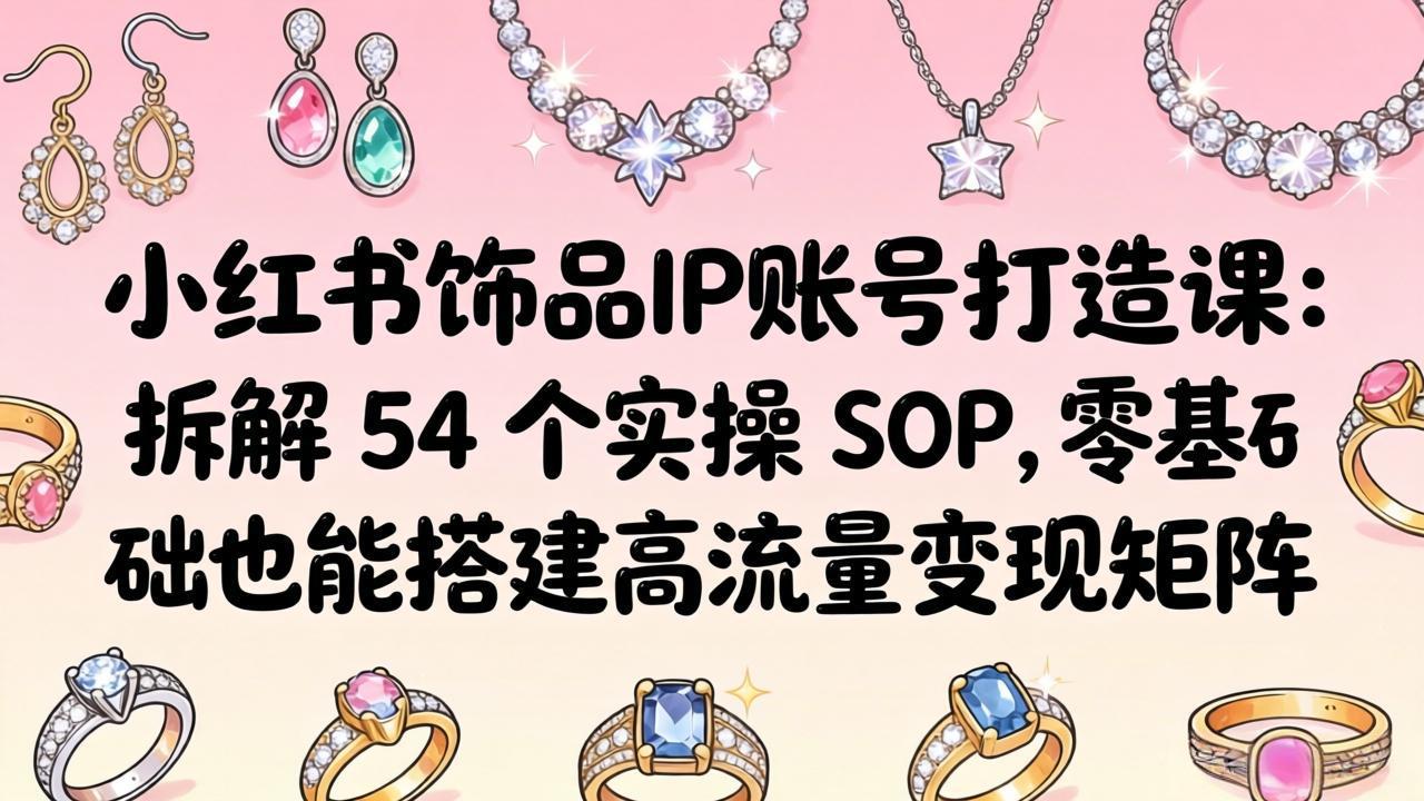 小红书饰品IP账号打造课：拆解 54 个实操 SOP，零基础也能搭建高流量变现矩阵|小鸡网赚博客