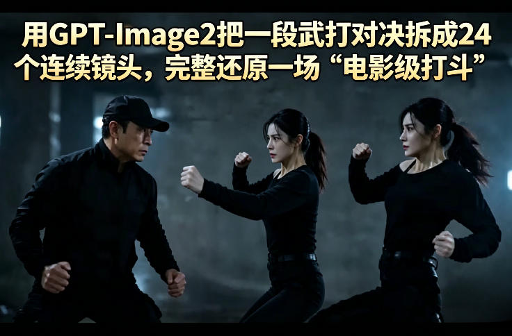 用GPT-Image2把一段武打对决拆成24个连续镜头，完整还原一场“电影级打斗”|小鸡网赚博客