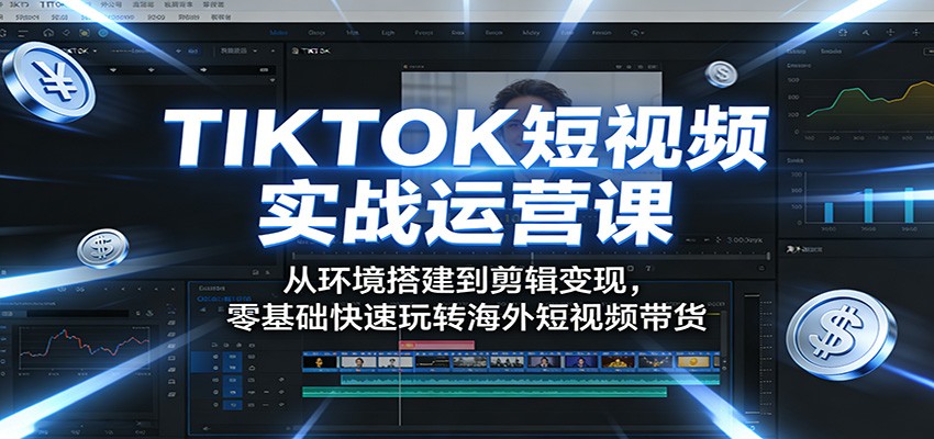 TIKTOK短视频实战运营课：从环境搭建到剪辑变现，零基础快速玩转海外短视频带货|小鸡网赚博客