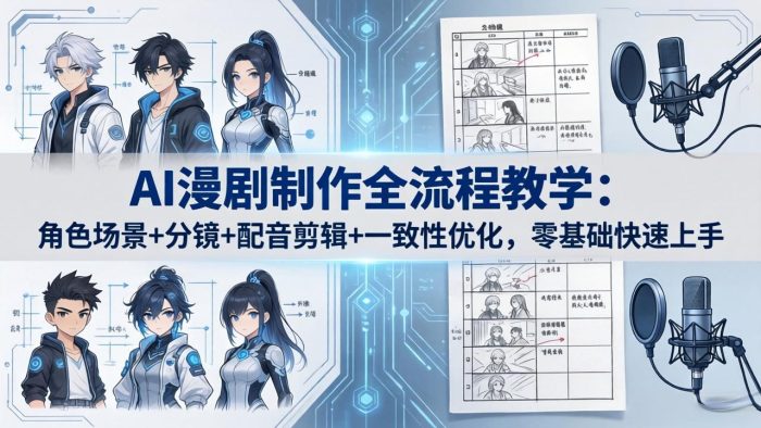 AI漫剧制作全流程教学:角色场景+分镜+配音剪辑+一致性优化,零基础快速上手|小鸡网赚博客