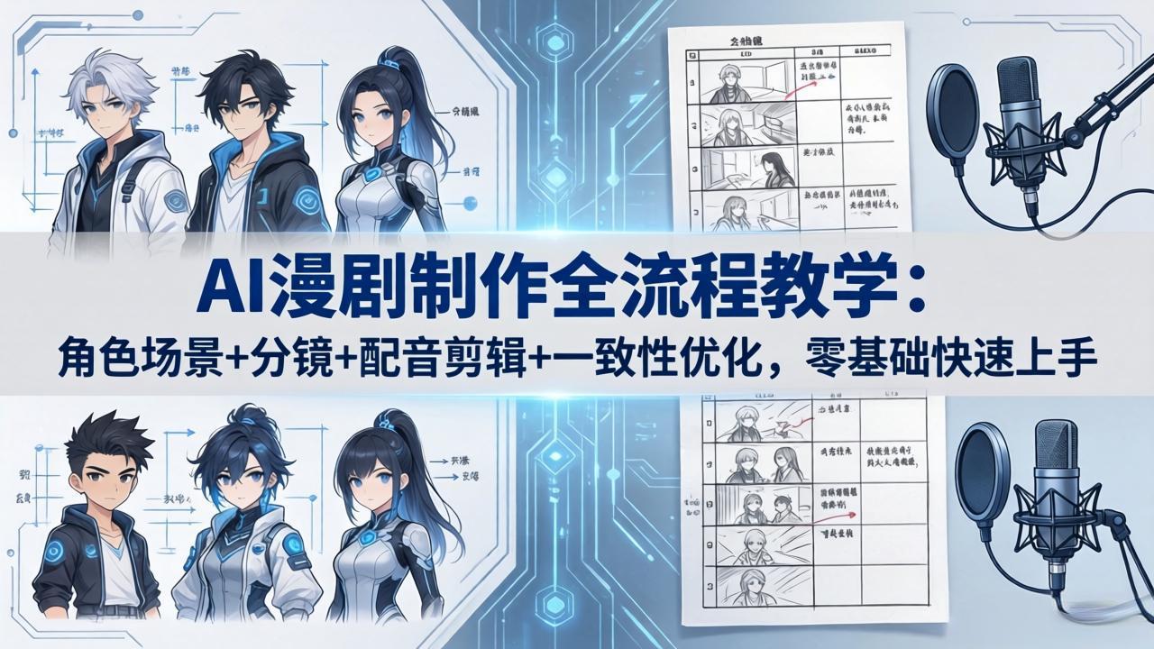 AI漫剧制作全流程教学：角色场景+分镜+配音剪辑+一致性优化，零基础快速上手|小鸡网赚博客