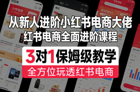从新人进阶小红书电商大佬，红书电商全面进阶课程，3对1保姆级教学，全方位玩透红书电商|小鸡网赚博客