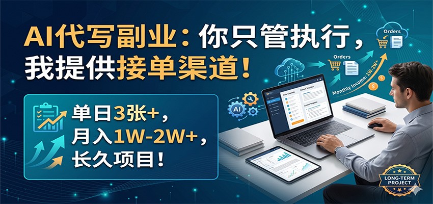 AI代写副业：你只管执行，我提供接单渠道！单日3张+，月入1W-2W+，长久项目|小鸡网赚博客