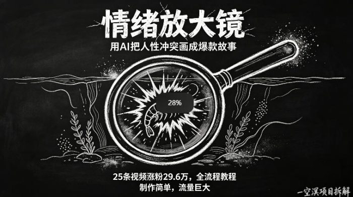 AI制作“情绪放大镜“视频,25条视频涨粉29.6W粉,流量巨大,制作简单,全流程教程|小鸡网赚博客