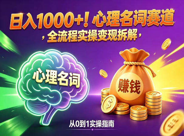心理名词赛道，新手小白也能做，全流程项目拆解，单日变现1k+|小鸡网赚博客