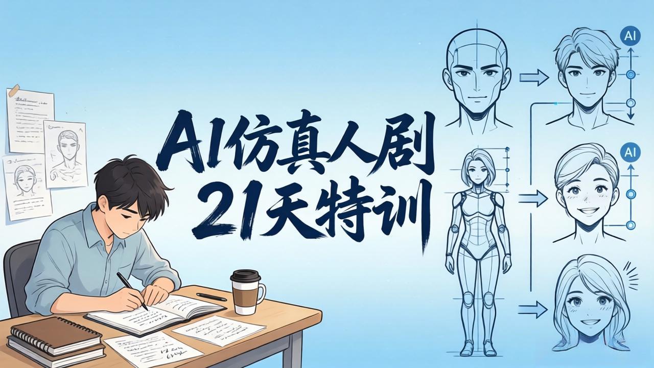 AI仿真人剧21天特训-更新：从剧本到成片全流程实战，掌握角色一致性与变现方法|小鸡网赚博客