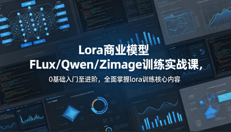 系统性学习Lora商业模型FLux／Qwen／Zimage训练实战课，0基础入门至进阶，全面掌握lora训练核心内容|小鸡网赚博客