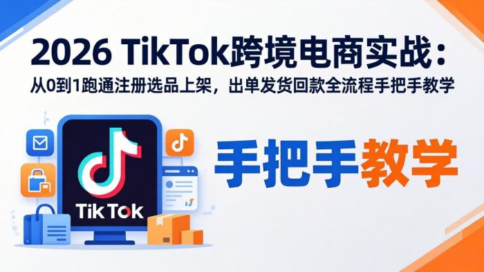 2026TikTok跨境电商实战-更新：从0到1跑通注册选品上架，出单发货回款全流程手把手教学|小鸡网赚博客