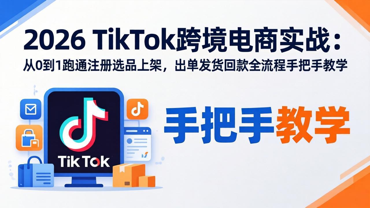 2026TikTok跨境电商实战-更新：从0到1跑通注册选品上架，出单发货回款全流程手把手教学|小鸡网赚博客