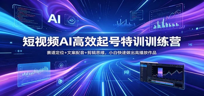 短视频AI高效起号特训训练营:赛道定位+文案配音+剪辑思维,小白快速做出高播放作品|小鸡网赚博客